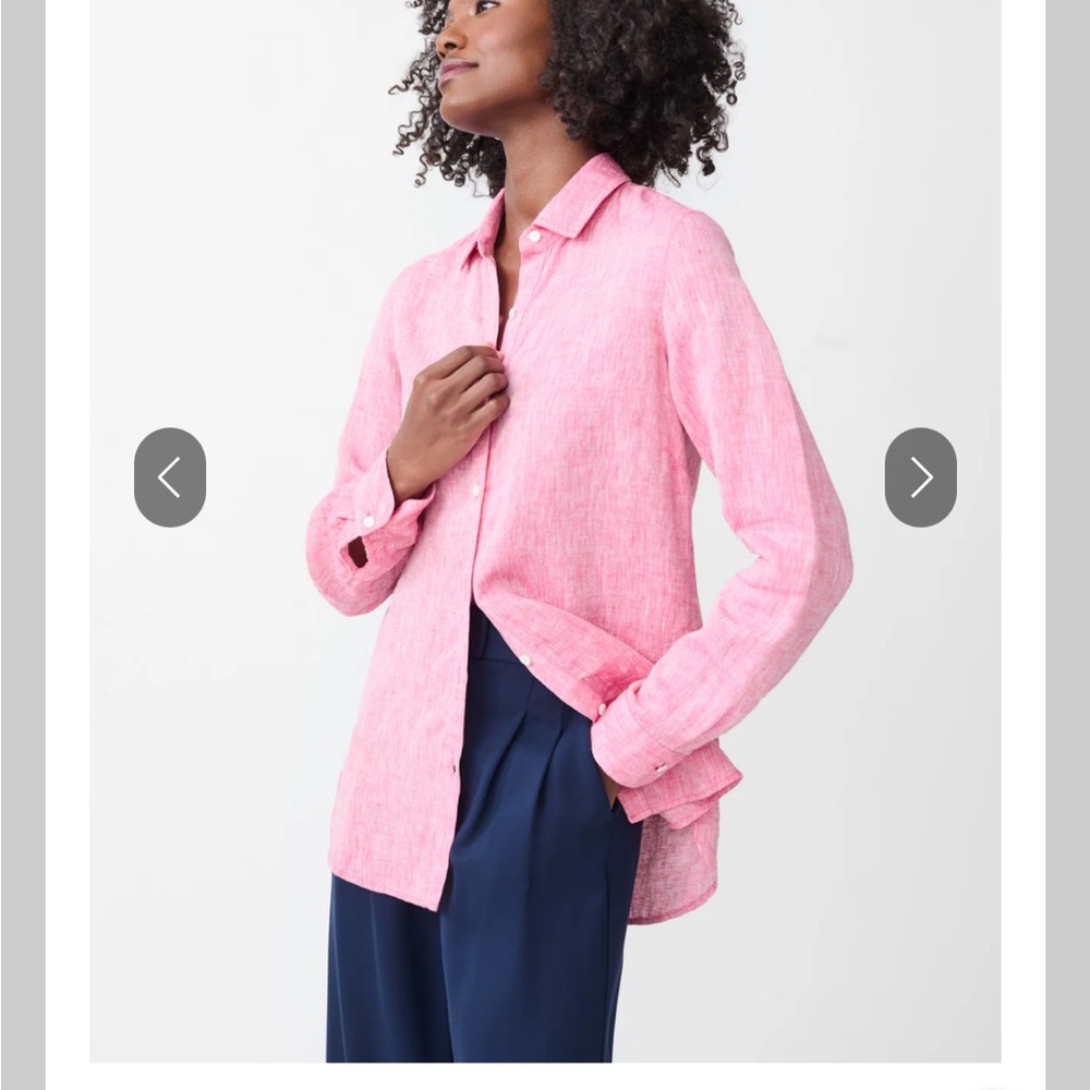 J. McLaughlin Vibrant Pink Linen Shirt